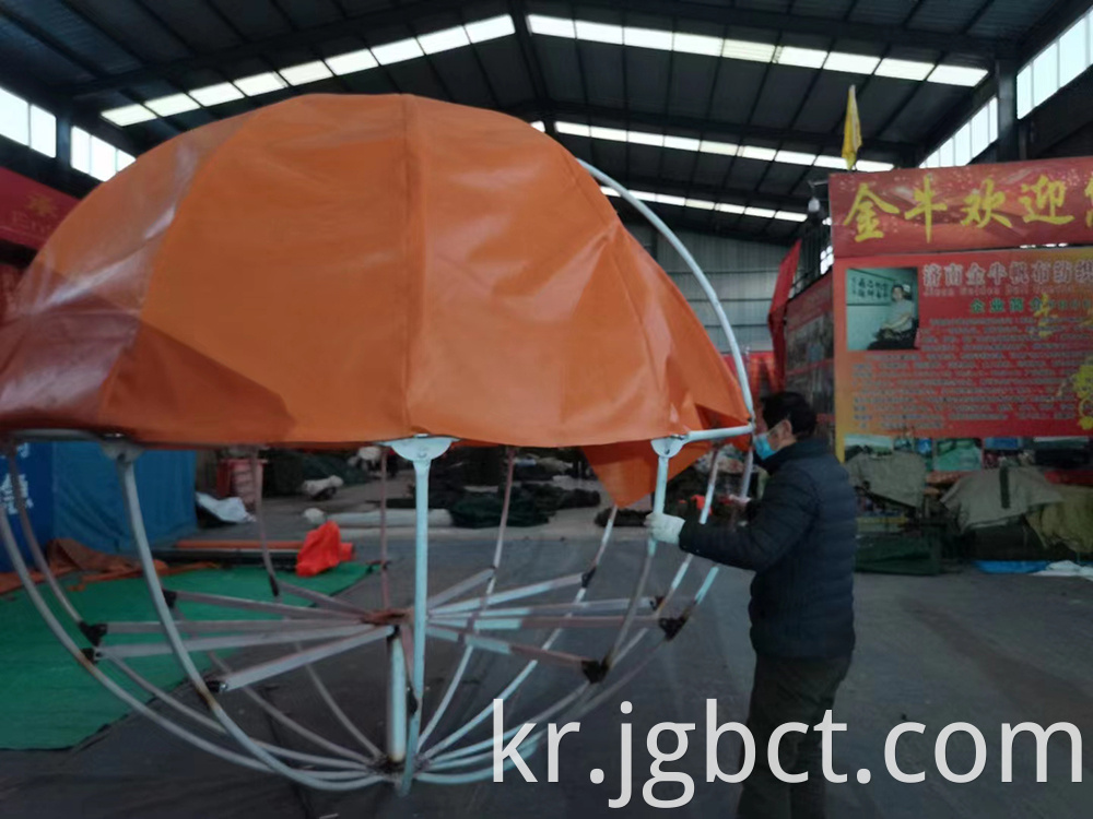 Customized processing of wind resistant spherical tents